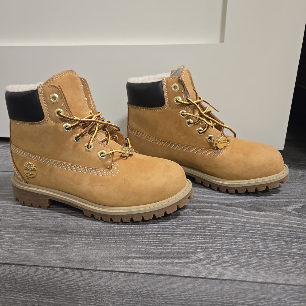 Timberland Wheat Nubuck Boots with Black Collar